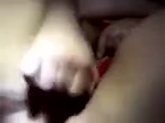 My comrade's lustful sister affectionately strokes her fur cat.